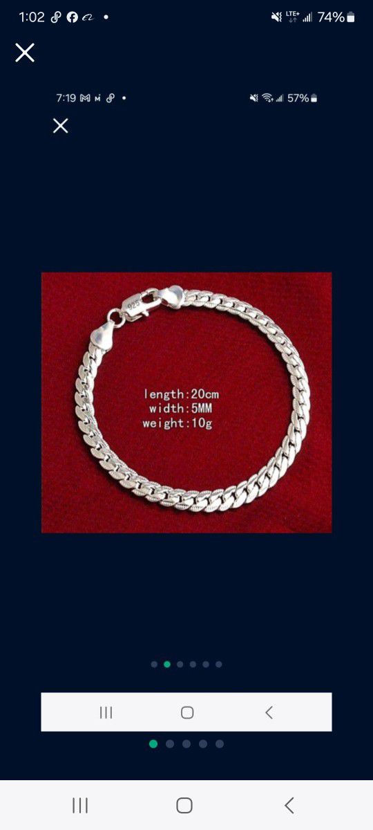 S925 Bracelet Unisex Cuban Link Bracelet 5mm