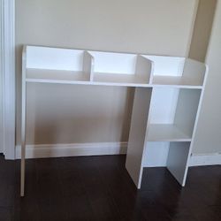 Costway 3 Shelves Modern Desk Standard Bookcase, Wood White, 29"