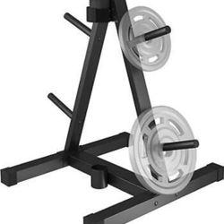 Triangle Barbell Rack Standard Weight Plate Tree 300lbs Max Home Gym Organizer

