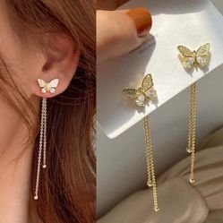 NEW Fashion Long Butterly Tassel Earrings Threader Ear Line Charm