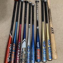 Lot Of Baseball Bats - Used bats - Youth Bats, High School Bats, Adult Bats