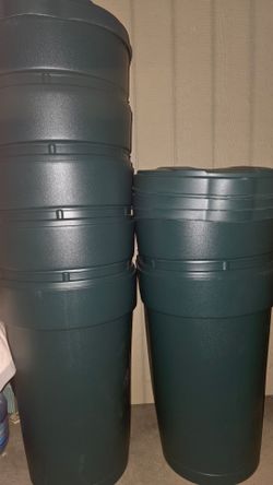 50 Gallon Green Plastic Wheeled Hinged Lid Trash

Can