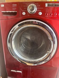 LG red washer and dryer