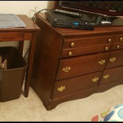 Cherry Wood Dresser, Mirror, Nightstand Bedroom Set