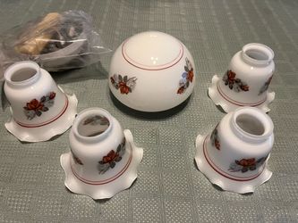 Vintage Milk Glass Ceiling Fan Fixtures