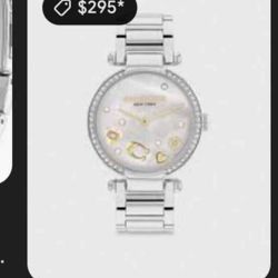 WOMEN COACH WATCH....Cary Ionic Plated Thin Steel Mother Of Pearl Dial Watch in Silver.