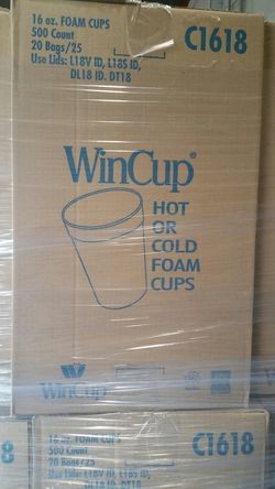 WinCup Foam Cold and Hot Cups, 20 oz, White, 500 ct