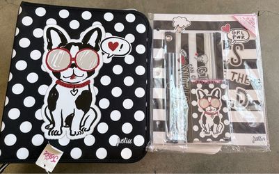 Justice binder & 3 folder, notebook, pencil case