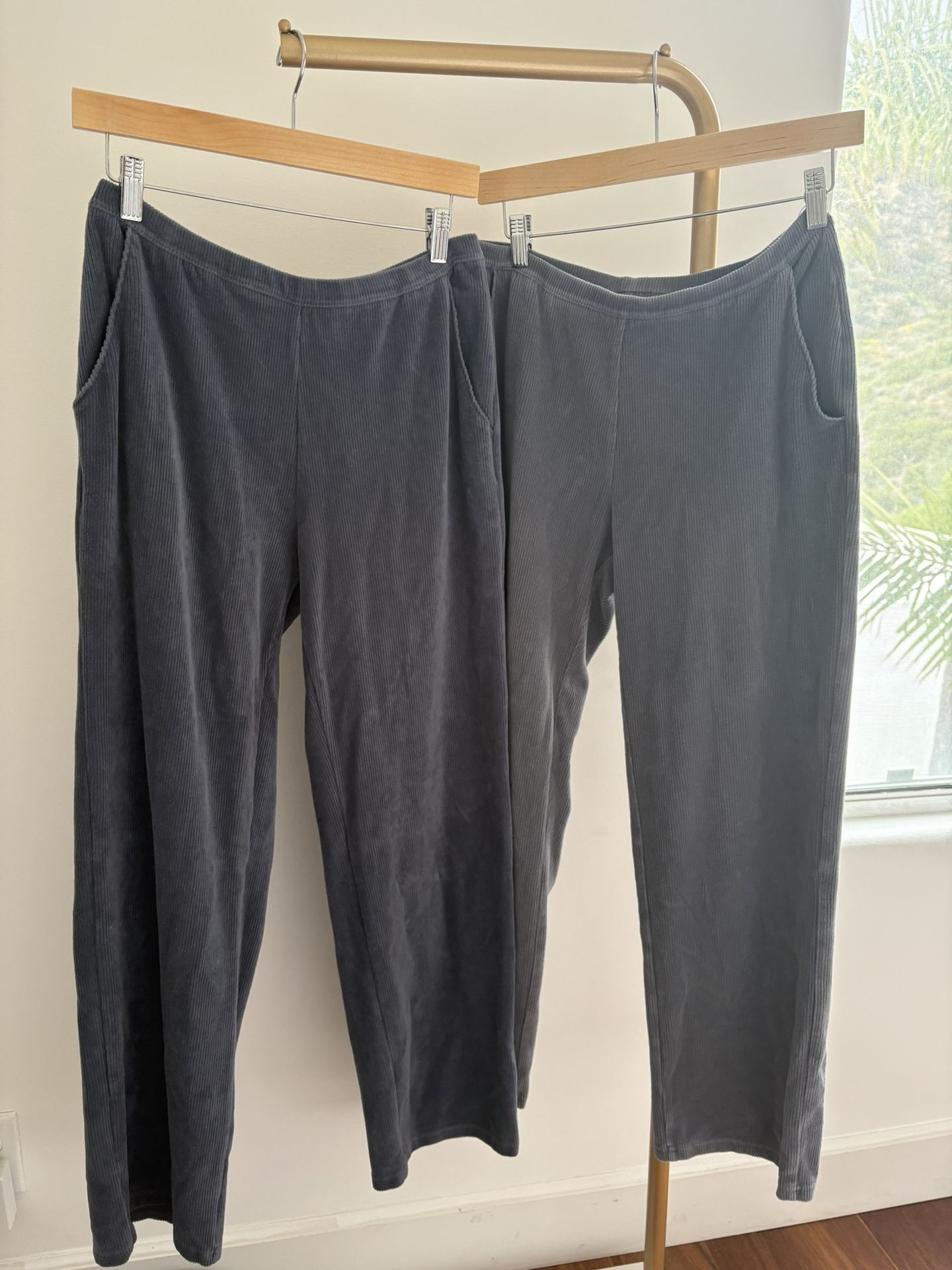 L.L. Bean Gray and Blue Corduroy Track Pants Soft Fabric and Sweatpants