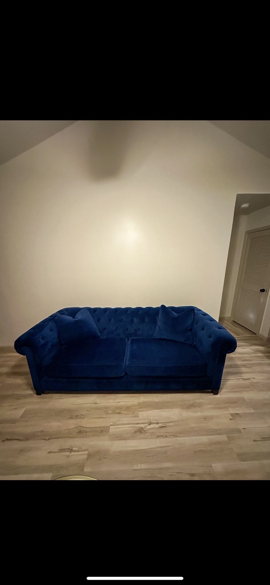 Like New Navy Blue Tufted Sofa