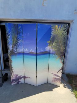 Panel Folding Room Divider – Tropical Beach Design
