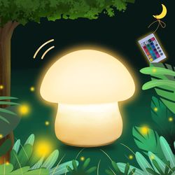 Mushroom Lamp, Rechargeable Mushroom Night Light, Multi-Color LED Mushroom Nightlight, Dimmable Mushroom Nightlamp for Breastfeeding, Nursery Squishy 