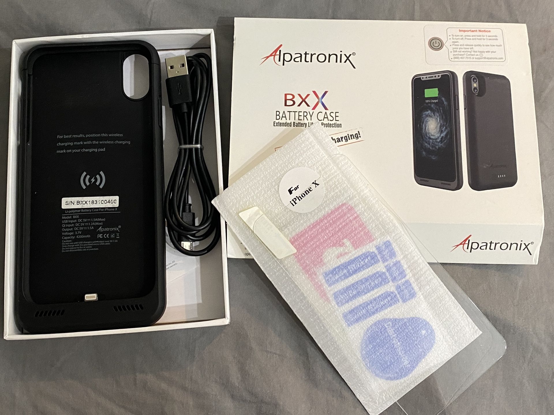 Battery Case Iphone X with Glass Protector