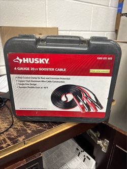 Husky 20ft 4 Gauge Booster Cable Tangle Free Design 0160420 With Case!