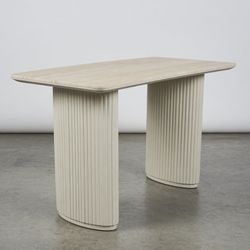 Rove Concepts Athena Desk 48" (Travertine Ceramic/ Alabaster Matte Lacquer)