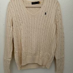 Ralph Lauren Cable Knit V Neck Sweater 