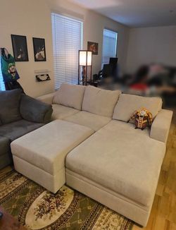 Living spaces sofa - sleeper with reversible chaise and ottoman