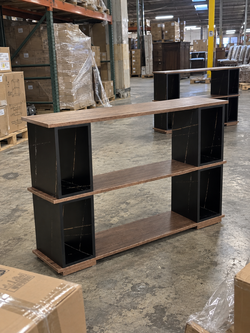 Modern 2-Tier Console Table – Walnut & Black