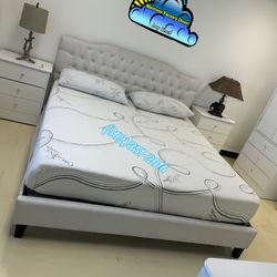 King Bed Frame With Mattress Memory Foam New Colchon Y Tambor 