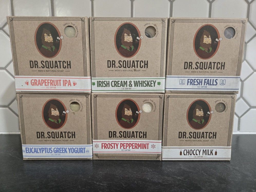 Lot Of 6 O.G. New Original Package Dr. Squatch All Natural Bath- Shower Soap 5oz