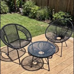 Modern Patio Set - 2 Chairs + Matching Side Table FREE DELIVERY
