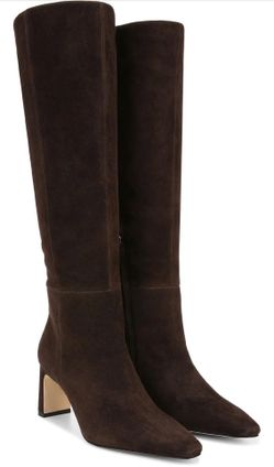 Burgundy Knee High Boots for Women Square Toe Chunky Heel size  8