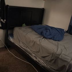 Full size bed frame and box spring