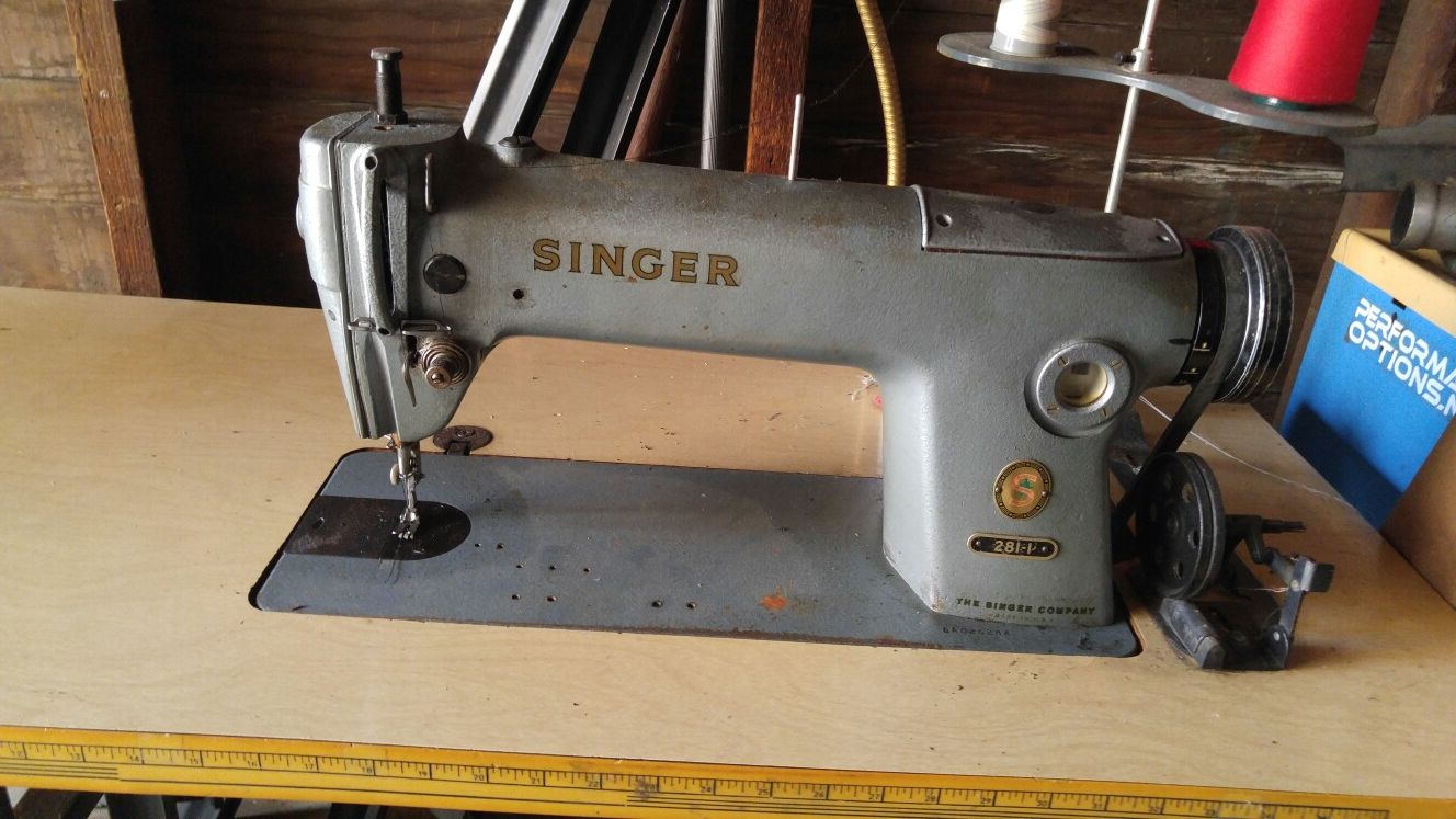 Industrial Singer 281-1 sewing machine and table