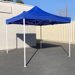 (NEW) $110 Heavy-Duty 10x10 FT Outdoor Ez Pop Up Canopy Party Tent Instant Shades w/ Carry Bag (White/Blue) 