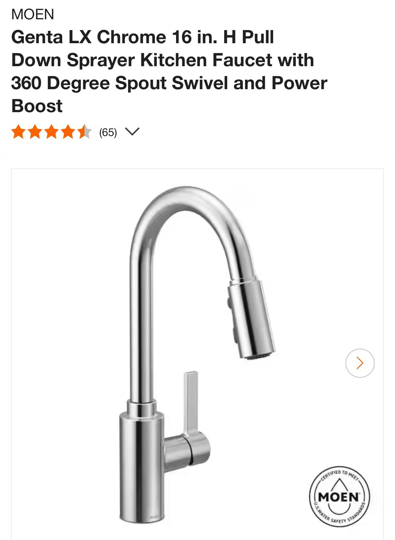 MOEN Pull-down Kitchen Faucet in Chrome
