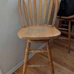 2 Wooden Bar Stools – Classic Spindle Back Style