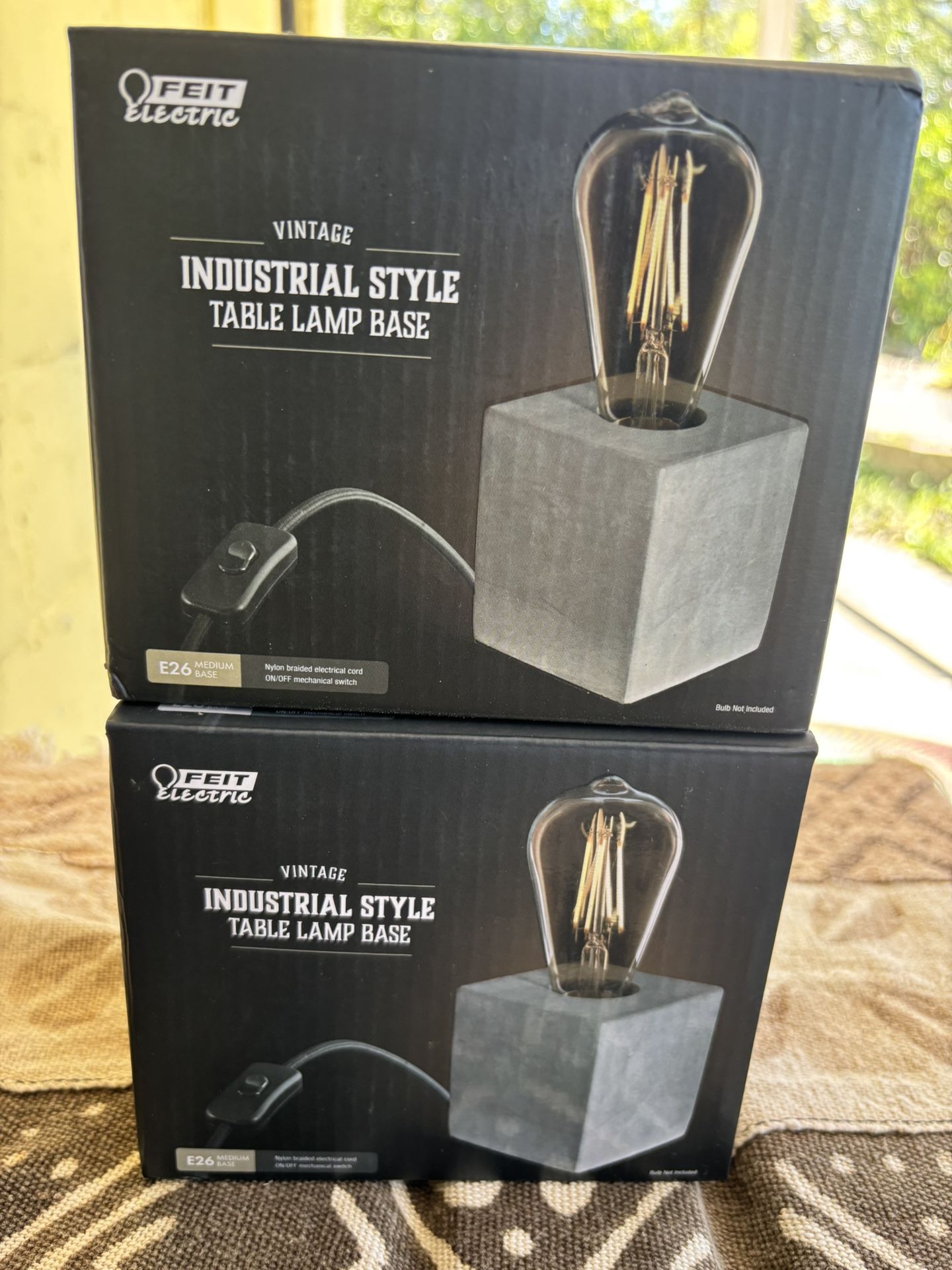 Feit Electric 3.5" inch Industrial Cube Cement Matte Gray Table Lamp Base - No Bulb Included