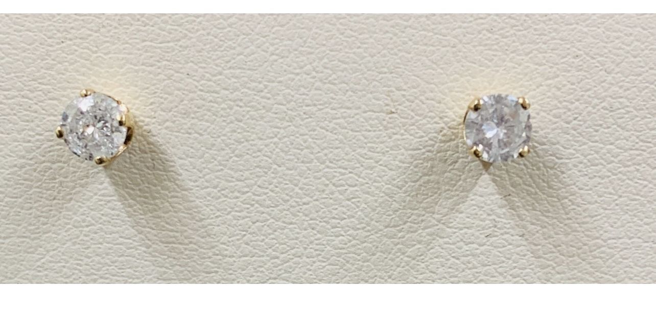 14K Yellow Gold  50pts Natural Diamond Earring Studs- ON SALE!