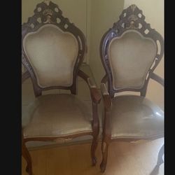 Pair Of antique Louis XV Chairs New Upholstery And Clean 