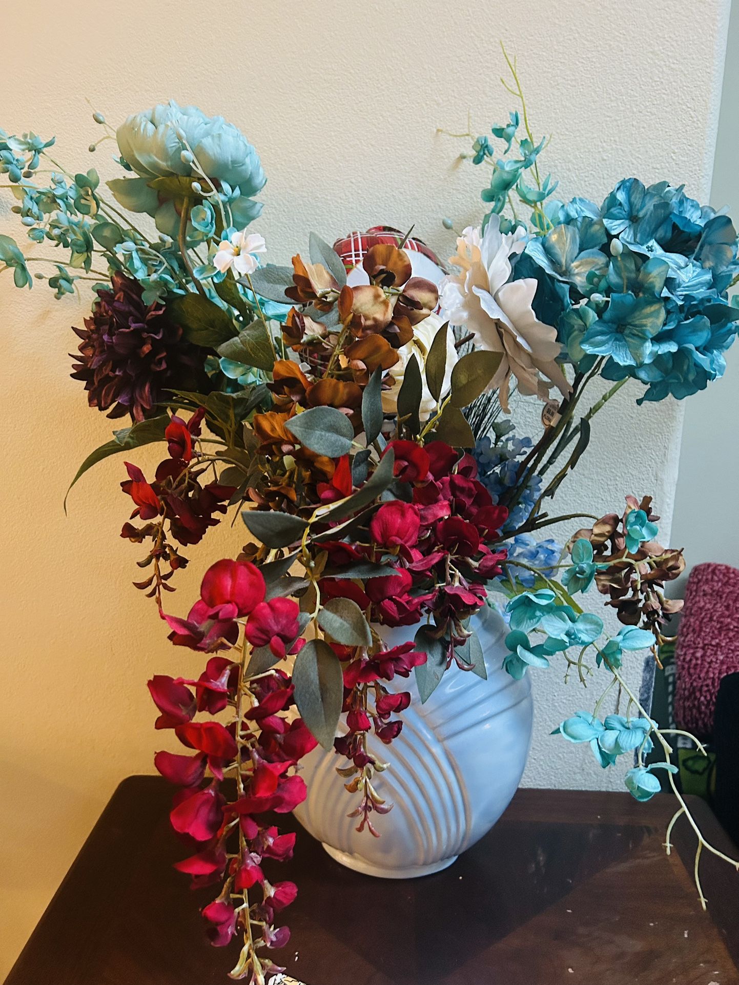 Beautiful Floral Arrangement In Beautiful Blue Vase