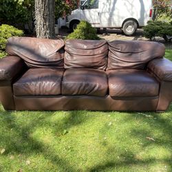 👁️👁️ Brown Leather Sofa 🚚 FREE DELIVERY🚚 