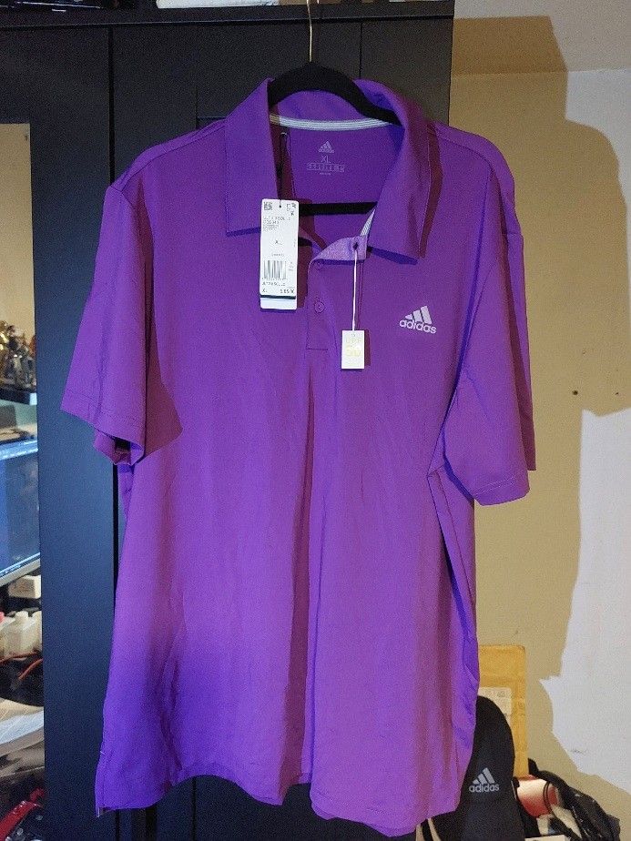 (Get Any 5 Items From My Selling Items For $50) Adidas Purple Polo Shirt Size XL New With Tags