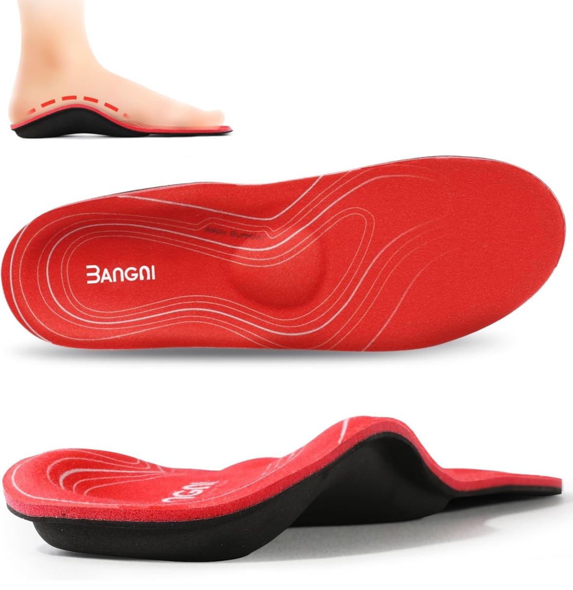 Arch Support Insoles, Orthotic Insoles for Flantar Fasciitis Flat Feet Low Arch, Men/Women