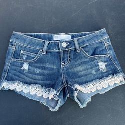 RSQ Cali Crochet Shorts Blue Jeans