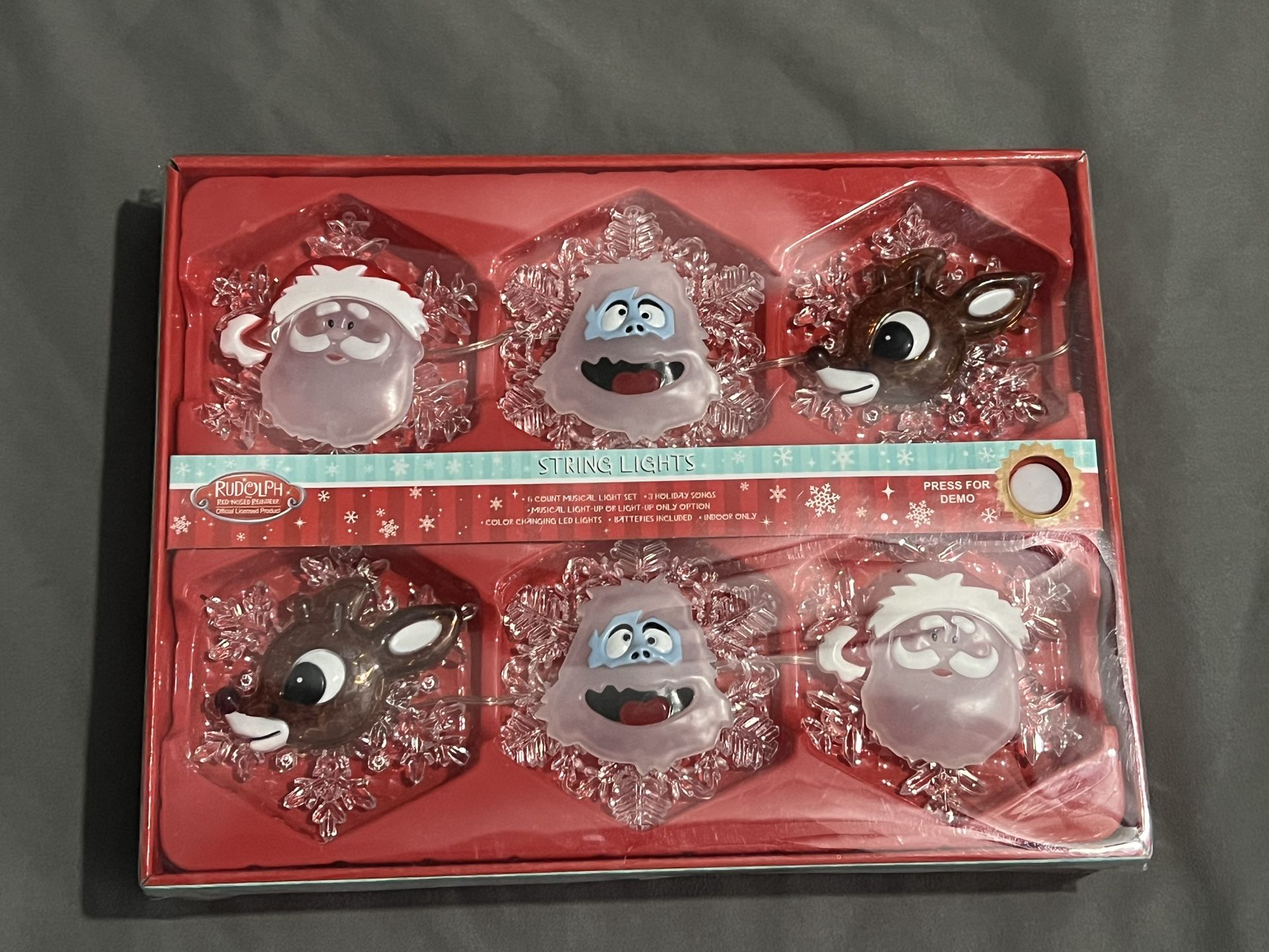 Rudolh The Red Nosed Reindeer Musical String Light Set-(NIB)