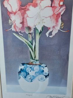 Gary Bukovnik "Fresia in Red Vase" Limited Edition " 1981 poster.