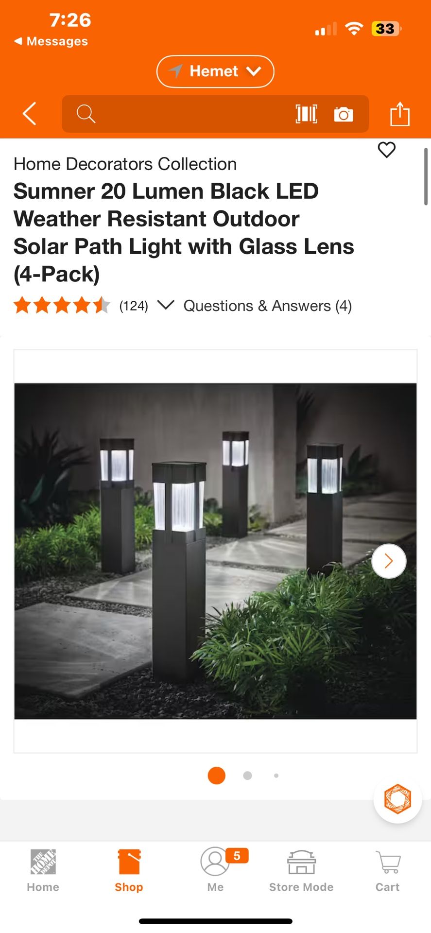 Home Decorators Collection Sumner 20 Lumen Black LED Weather Resistant Outdoor Solar Path Light with Glass Lens (4-Pack)