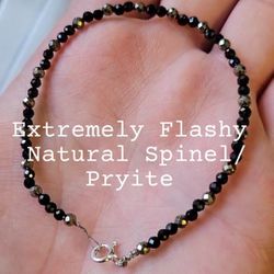 Custom Black Spinel Bracelet With Pyrite Accents Gemstone 