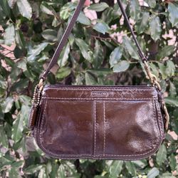Coach Mini Zoe Chocolate Brown Patent Leather 