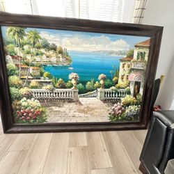 Large Hand Painted Mediterranean Landscape 