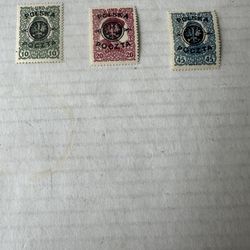 1918 Poland First Lubin Issue Set Of 3 27-29 Stamps 