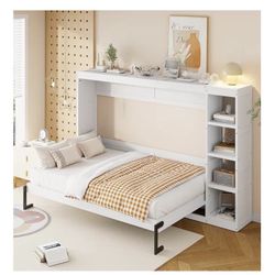 White Full-Size Murphy Bed (SOLD AS-IS)