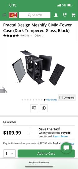 Fractal Design Meshify C Mid-Tower Case (Dark Tempered Glass, Black)