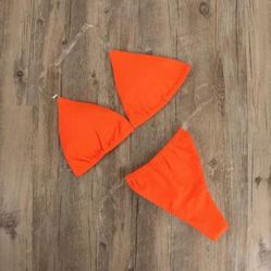 Orange Clear Strap Bikini 
