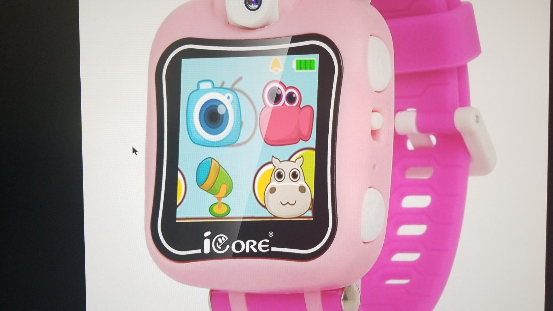 Icore kid's watch durable smart watch for kids, game pink camera smart watch